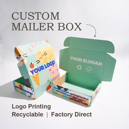 Eco Friendly Customized Corrugated Mailer Paper Box Full CMYK Logo Print Recyclable Foldable E-commerce Shipping Box Apparel Cosmetic Gift Packaging OEM Wholesale