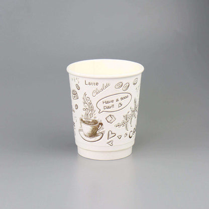 Custom Printed Double Wall Disposable Paper Cup Food Grade Insulated For Coffee Tea Hot Drink Takeaway Pack