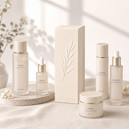 Custom Multi Color Eco Friendly Rigid Skincare Gift Box Velvet EVA Lined Serum Cream Facial Kit Packaging Custom Logo Size Contact Us For Sustainable Beauty Set Box Solutions