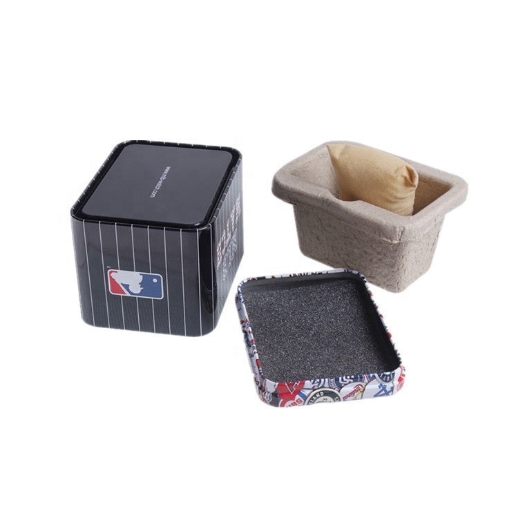 Small Black Rectangle Slide Lid Custom Logo Tin Box Recyclable Tinplate Metal Case For Mint Cosmetic Hardware Gift Pack