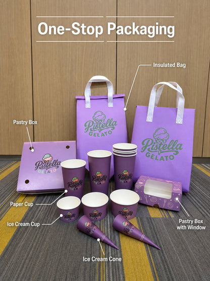 Custom Printed Ice Cream Paper Cup With Dome Lids Food Grade PE/PLA Coated Disposable Frozen Yogurt Gelato Dessert Containers Custom Logo Wholesale OEM ODM