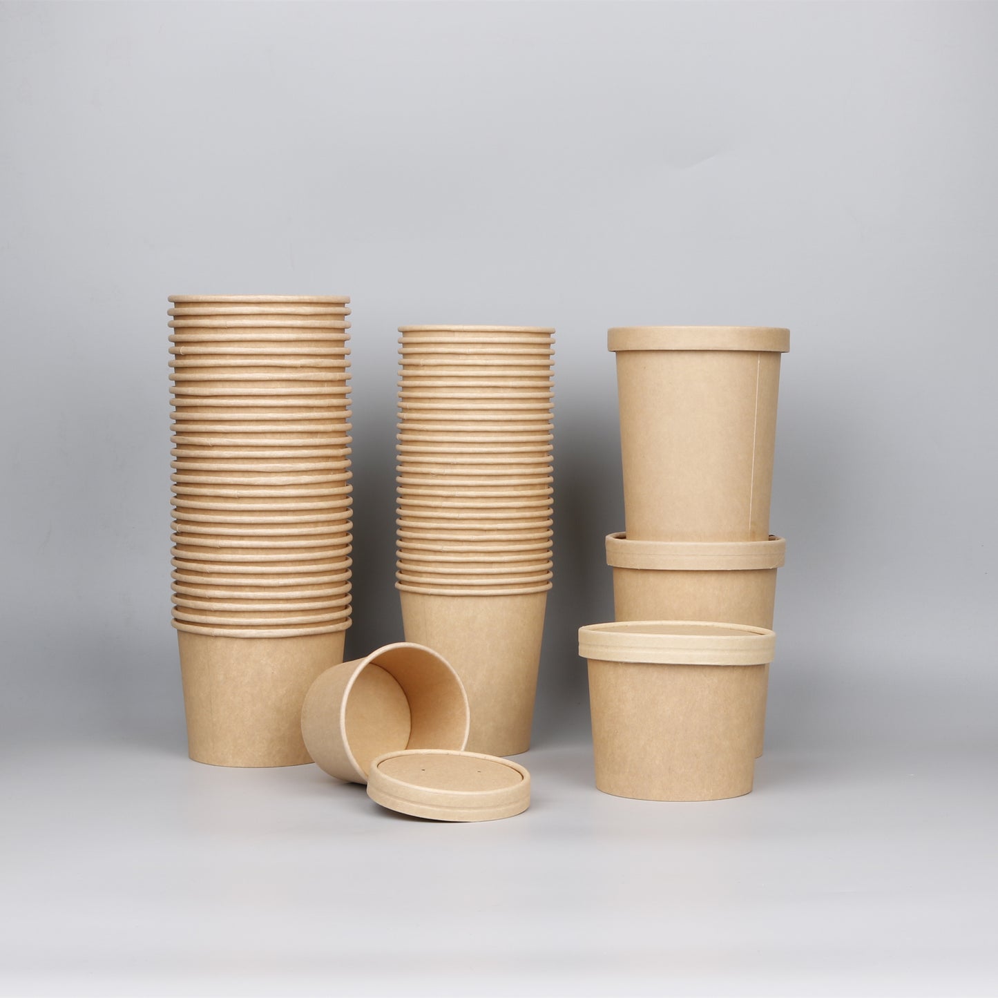 Manufacturer Custom Kraft Paper Soup Bowl With Lid Food Grade Biodegradable Custom Logo For Takeaway Noodle Porridge Pack