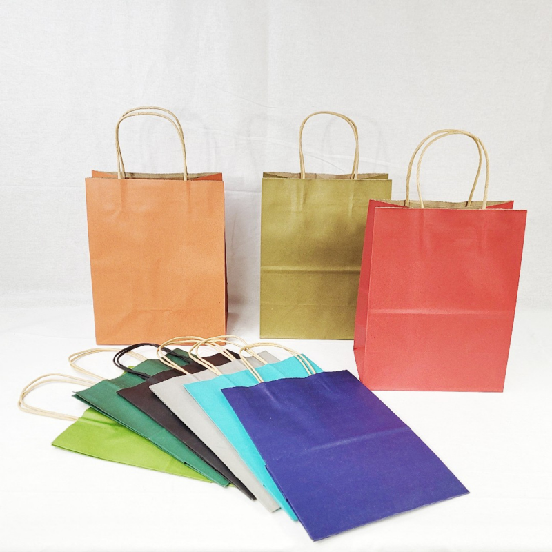 Customized Portable White Kraft Paper Bags Eco Recyclable Custom Logo For Clothing Cosmetic Gift Bakery Retail Pack