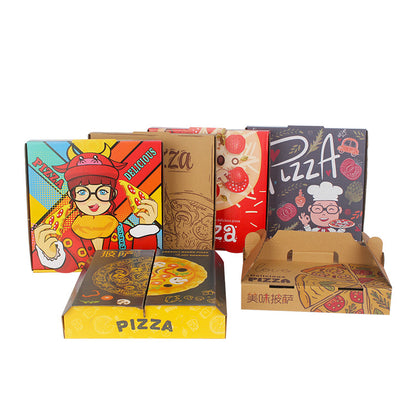 Cheap Customized Printing & Size Corrugated Pizza Box Food Grade Recyclable Kraft Takeaway Carton Custom Logo For Pizza Restaurant Delivery Packaging