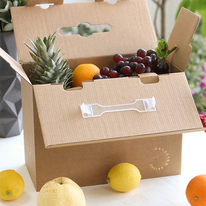 ortable Corrugated Fruit Paper Packaging Box Custom Logo Recyclable Breathable Foldable Handle Carton For Fresh Apple Grape Strawberry Farm Supermarket Gift Delivery