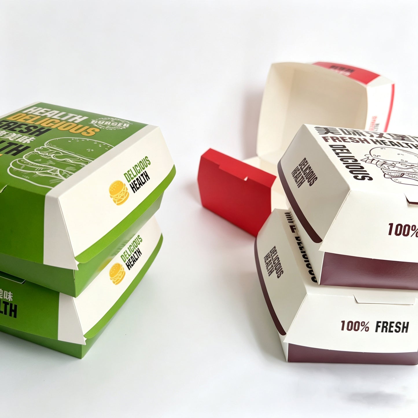 Eco-friendly Biodegradable Disposable Hamburger Packaging Box Sugarcane Pulp Clamshell Takeaway Container Custom Logo For Fast Food Restaurant
