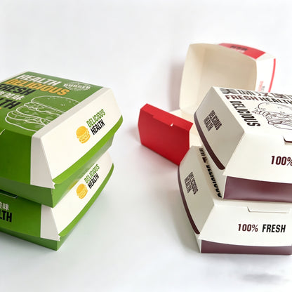 Eco-friendly Biodegradable Disposable Hamburger Packaging Box Sugarcane Pulp Clamshell Takeaway Container Custom Logo For Fast Food Restaurant