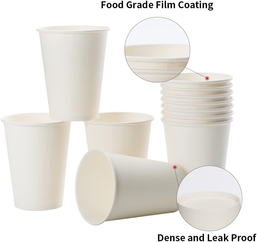 8oz White Disposable Coffee Paper Cup Food Grade Custom Logo For Cafe Tea Takeaway Hot Drink Pack