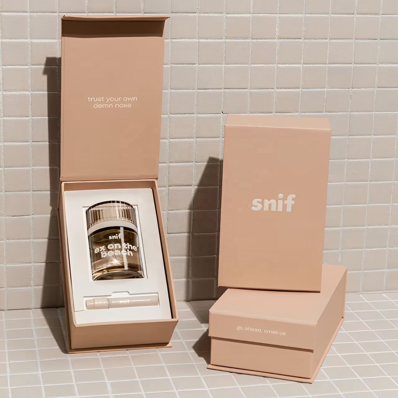 Custom Magnetic Hinged Flip Lid Perfume Rigid Gift Box Luxury Recyclable Fragrance Packaging Carton Custom Logo Size Contact Us For Premium Cosmetic Packaging Solutions
