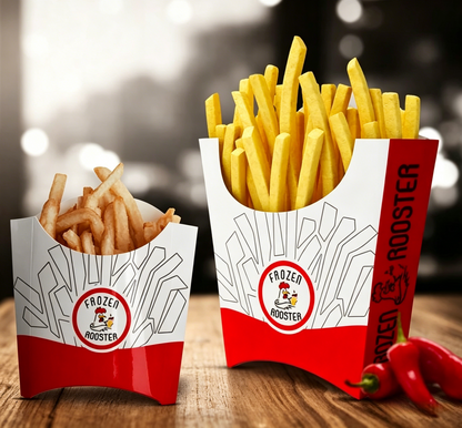 Custom Printed French Fry Packaging Box Food Grade Greaseproof Disposable Kraft Paper Cone Holder Custom Logo For Fast Food Restaurant Snack Takeaway Delivery