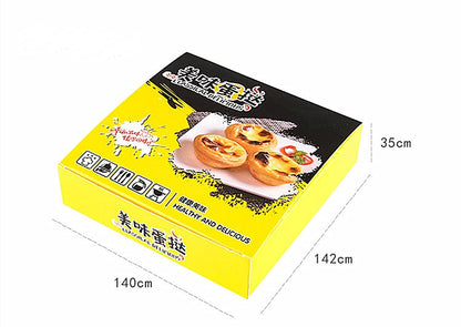Custom Egg Tart Paper Box Food Grade Greaseproof Recyclable Foldable Bakery Takeout Packaging Box With Clear Window Custom Logo For 2/4/6 Pcs Portuguese Pastry Dessert