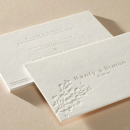 Wholesale Luxury Gold Foil Letterpress Greeting Card Printing Custom Logo Embossed Thick Textured Paper Wedding Thank You Invitation Card With Envelope Printing Service