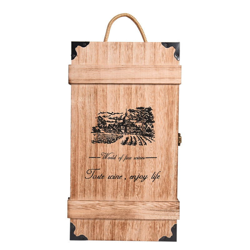 Custom Size Wood Wine Box Custom Logo Eco Pine Paulownia Wood For Single Double Wine Bottle Holiday Business Gift Pack