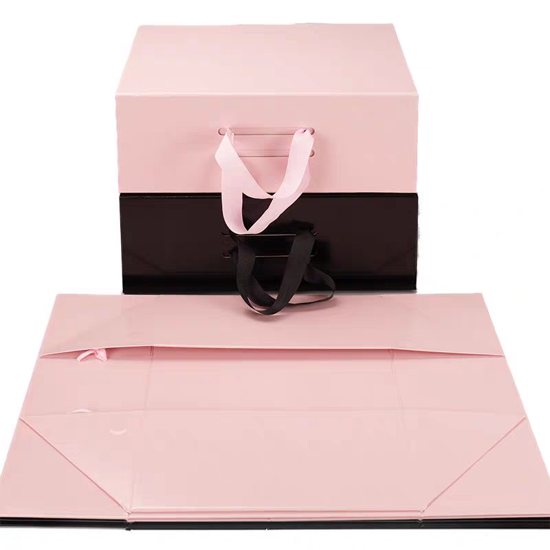 Pink Foldable Magnetic Paper Gift Box Wholesale Custom Logo Matte Rigid Box For Cosmetic Jewelry Wedding Bridesmaid Proposal Valentine Gift OEM Packaging