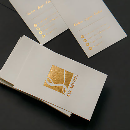 Wholesale Custom Luxury Matte Laminate Card Printing Gold/Silver Foil Embossed Thick Art Paper Business Thank You Card Custom Logo Waterproof Printing Service