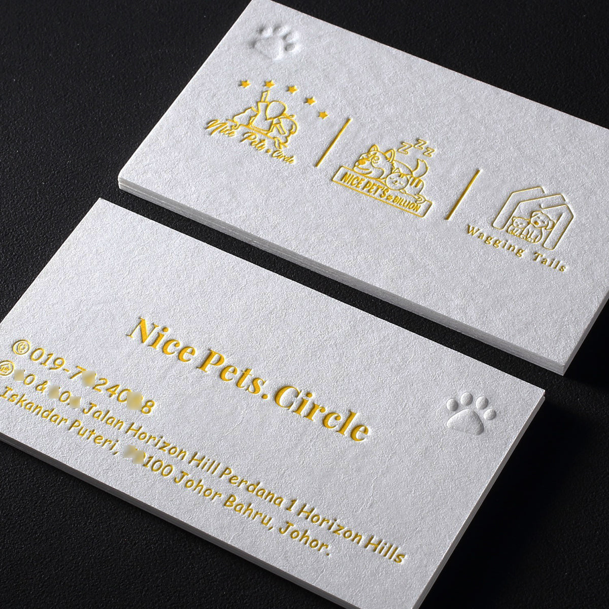 3D Embossed Luxury Green Business Card Printing Thick Matte Green Specialty Paper Gold Foil Debossed Custom Logo Die Cut Visiting Card Wholesale Printing Service