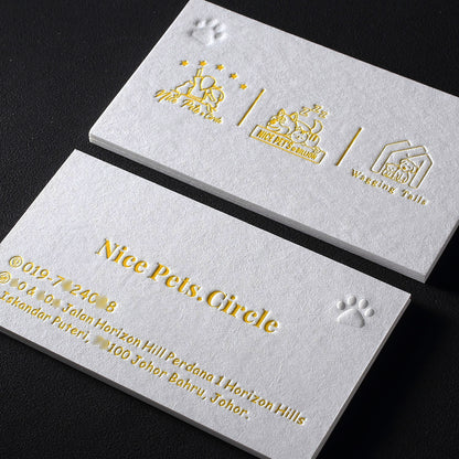 3D Embossed Luxury Green Business Card Printing Thick Matte Green Specialty Paper Gold Foil Debossed Custom Logo Die Cut Visiting Card Wholesale Printing Service