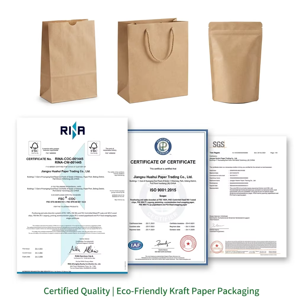 Simple Portable Morandi Kraft Paper Hand Bag Eco Recyclable Custom Logo For Clothing Cosmetic Gift Retail Pack