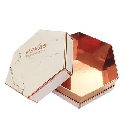 Hexagonal Cardboard Rigid Gift Box With Custom Divided Insert Custom Logo Print Luxury Packaging For Chocolate Candle Cosmetic Jewelry Wedding Holiday OEM Wholesal