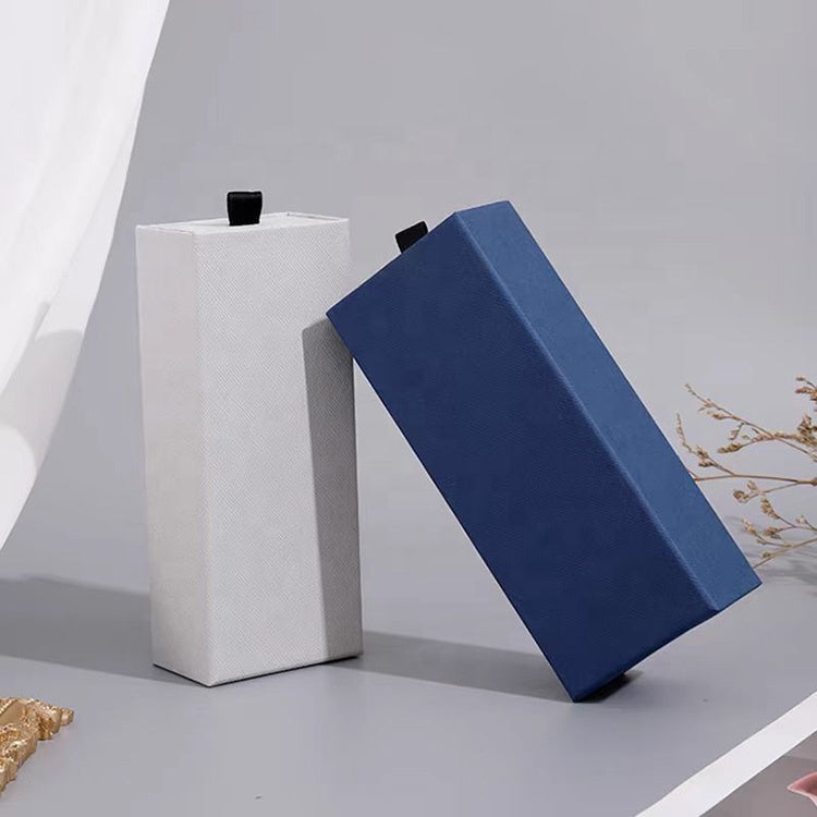 Luxury Stock Rigid Cardboard Pull Sliding Drawer Gift Box Velvet EVA Lined Jewelry Cosmetic Eyewear Ready Stock Packaging Custom Logo Size Contact Us For Fast Delivery Drawer Box Solutions