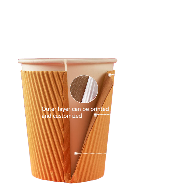 Custom Pattern Printed Paper Cup With Lid Disposable Single/Double Wall Food Grade Hot Coffee Tea Takeaway Cup Full Color Pattern Printing OEM Wholesale