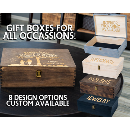 Customize A Variety Of Colors Wooden Gift Box Custom Logo Eco Pine Walnut Wood For Jewelry Tea Wine Holiday Storage Pack