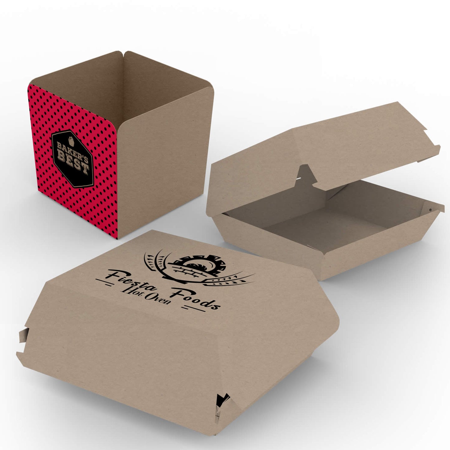 Wholesale Custom Printing Food Grade Cardboard Box Greaseproof Disposable Takeaway Container Custom Logo For Restaurant Fast Food Packaging