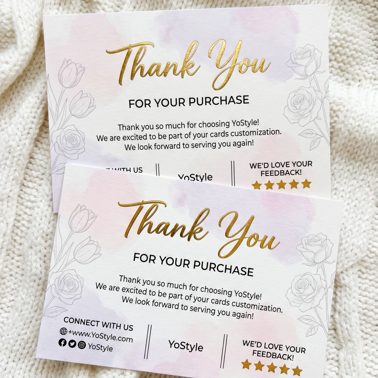 Custom Thank You Card For Small Business Full Color Custom Logo QR Code Packaging Insert Card Gold Foil Matte Thick Cardstock Wholesale Printing Service