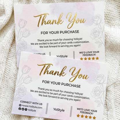 Custom Thank You Card For Small Business Full Color Custom Logo QR Code Packaging Insert Card Gold Foil Matte Thick Cardstock Wholesale Printing Service