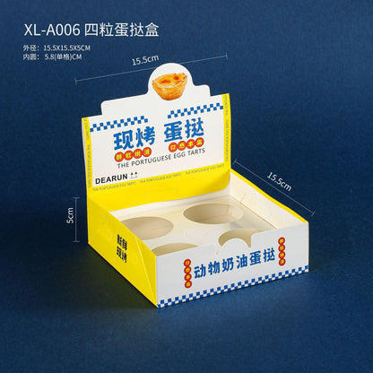 Bakery Freshly Baked Egg Tart Food Box Food Grade Recyclable Kraft Cardboard Takeaway Packaging Custom Logo With Clear Window For Pastry Shop