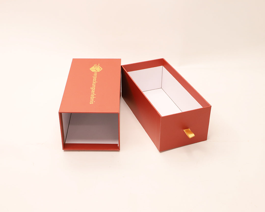 Custom Gold Foil Stamping Rigid Cardboard Sliding Drawer Gift Box Velvet EVA Lined Jewelry Cosmetic Perfume Watch Packaging Custom Logo Size Contact Us For Luxury Foil Drawer Box Solutions