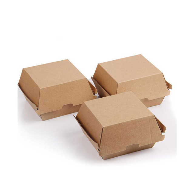 Wholesale Customizable Disposable Corrugated Hamburger Takeaway Box Food Grade Greaseproof Clamshell Carton Custom Logo For Fast Food Restaurant Delivery