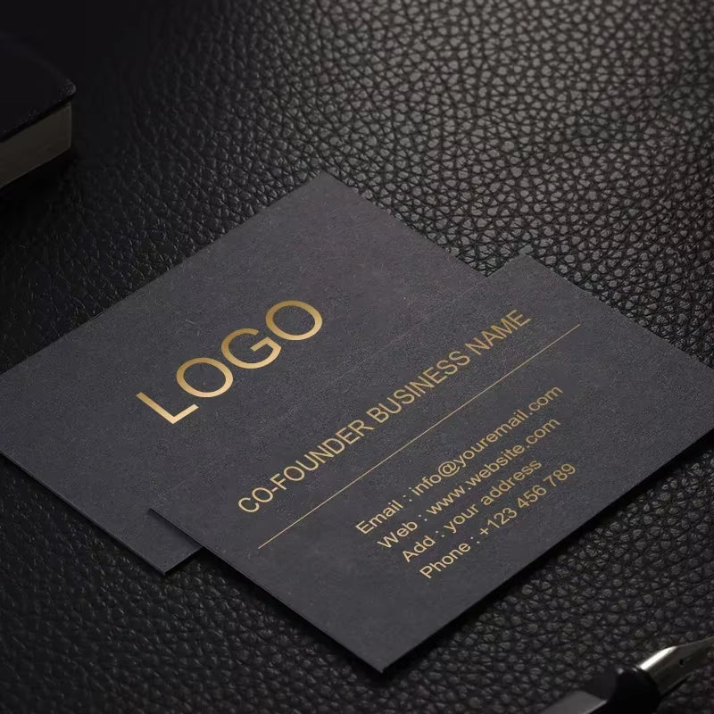 Luxury Gold Foil Name Card Printing Full Color Double Sided CMYK Custom Logo Thick Cotton Art Paper Hot Stamped Silver Rose Gold Premium Business Visiting Card Printing Service