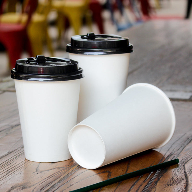 Single Wall Disposable Paper Cup For Hot Drinks Custom Logo Printing Food Grade PE/PLA Waterproof Coated Coffee Tea Takeaway Cups With PP/CPLA Lids OEM Wholesale