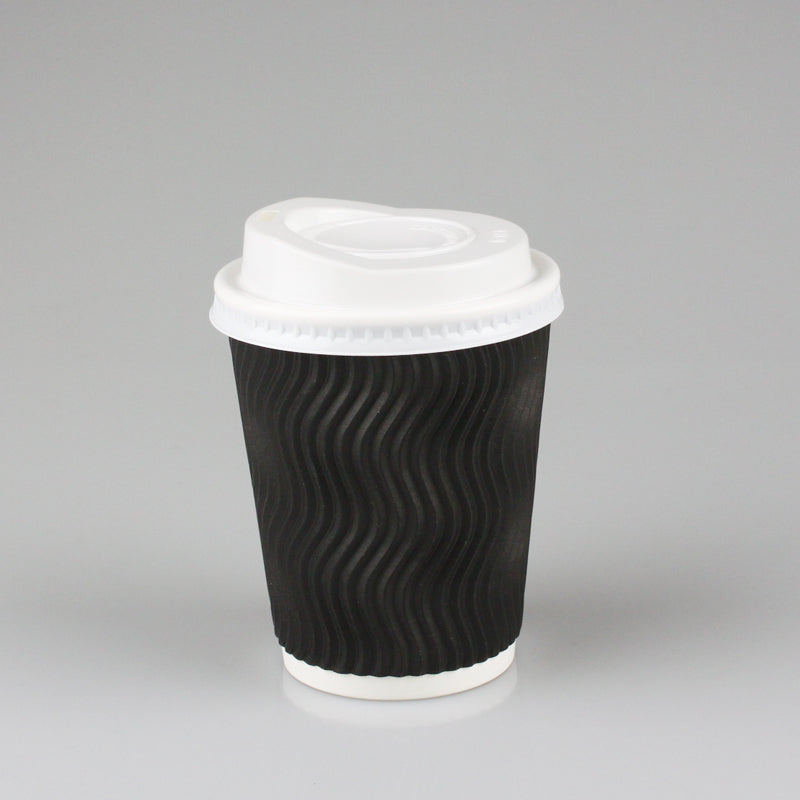 Custom Pattern Printed Paper Cup With Lid Disposable Single/Double Wall Food Grade Hot Coffee Tea Takeaway Cup Full Color Pattern Printing OEM Wholesale