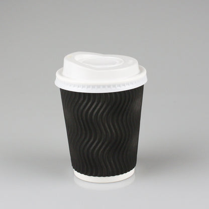 Custom Pattern Printed Paper Cup With Lid Disposable Single/Double Wall Food Grade Hot Coffee Tea Takeaway Cup Full Color Pattern Printing OEM Wholesale