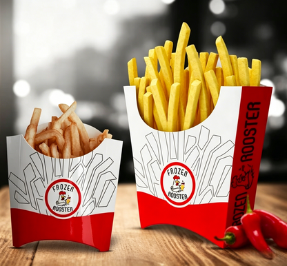 Custom Printed French Fry Packaging Box Food Grade Greaseproof Disposable Kraft Paper Cone Holder Custom Logo For Fast Food Restaurant Snack Takeaway Delivery
