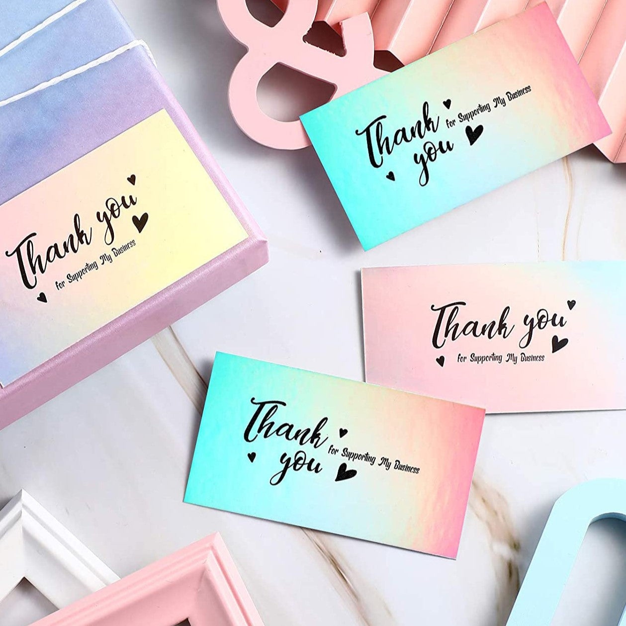 Custom Luxury Laser Cut Thank You Card Printing Gold Foil Embossed Custom Logo Small Business Brand Greeting Postcard Wholesale Printing Service