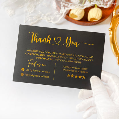 Factory Wholesale Custom Personalized Brand Logo Card Printing Gold Foil Embossed Thick Matte Paper Business Thank You Insert Card OEM ODM Printing Service