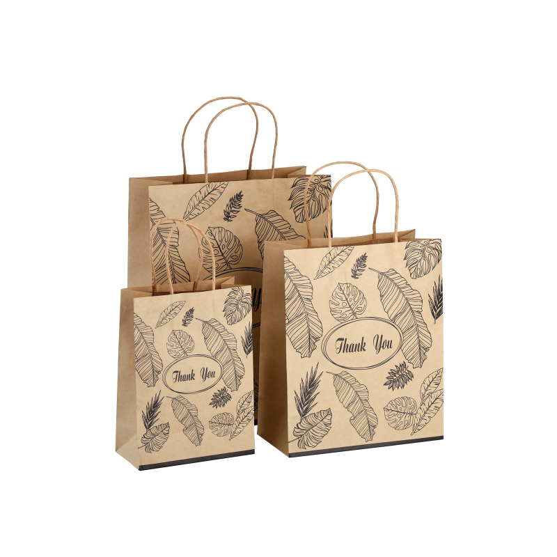 Customized Portable White Kraft Paper Bags Eco Recyclable Custom Logo For Clothing Cosmetic Gift Bakery Retail Pack