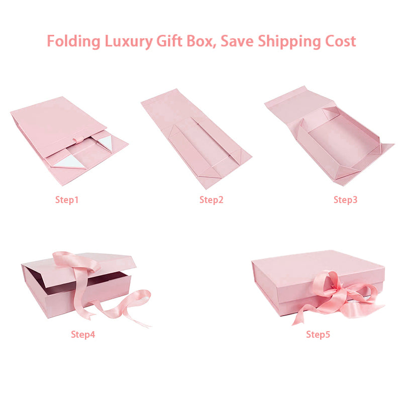 Luxury Boutique Wedding Holiday Gift Box Foldable Magnetic Rigid Flip Lid Box Custom Logo Print Bridesmaid Favor Christmas Birthday Cosmetic Jewelry Luxury Packaging OEM Wholesale