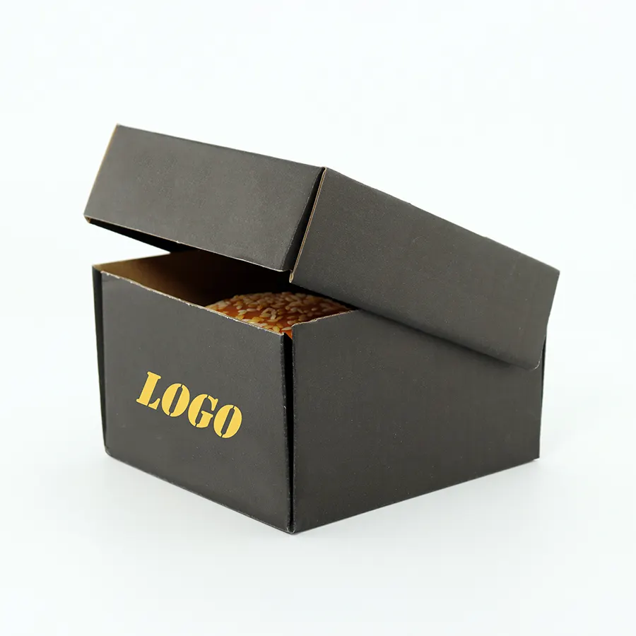 Custom Printed Food Packaging Clamshell Burger Box Food Grade Greaseproof Recyclable Disposable Kraft Paper Takeout Container For Fast Food Restaurant Delivery