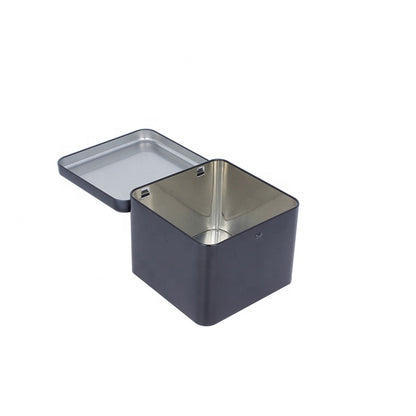 Small Black Rectangle Slide Lid Custom Logo Tin Box Recyclable Tinplate Metal Case For Mint Cosmetic Hardware Gift Pack