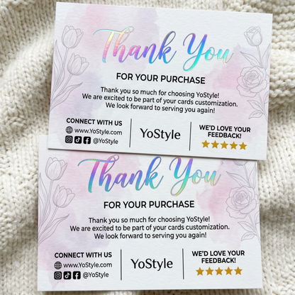 Custom Thank You Card For Small Business Full Color Custom Logo QR Code Packaging Insert Card Gold Foil Matte Thick Cardstock Wholesale Printing Service