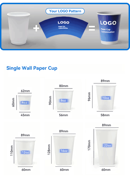 Wholesale Hot Selling Plain Color Disposable Paper Cup Custom Logo For Party Coffee Tea Hot Drink Pack