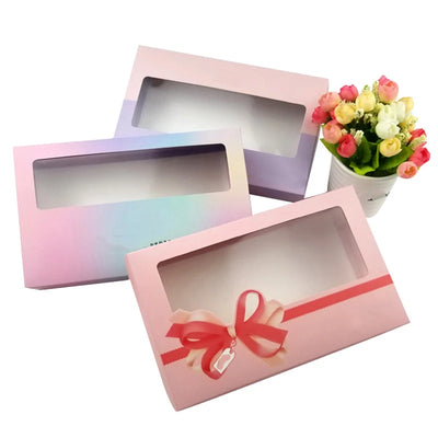 Wholesale Small Holographic Paper Boxes Custom logo Socks Packaging Box Recycling Underwear Packing Box with Window