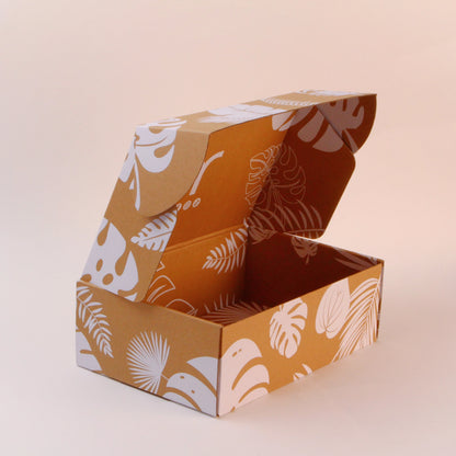 Kraft Box Packaging Custom Printed Corrugated Structure Durable Lightweight Foldable for Gift Shipping Packaging FSC Certified