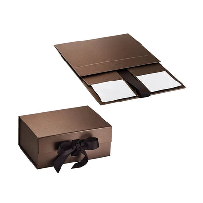 Customised Large Black Paper Rigid Cardboard Folding Magnetic Gift Boxes Packaging with Ribbon Wholesale ISO9001