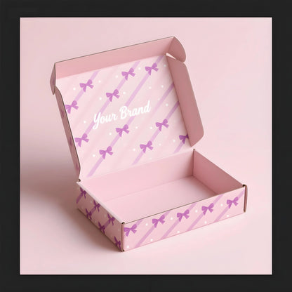 Patterned Character Patterned Colored Gift Box with Pink Bow Patterned Character Patterned Colored Pink Bow Gift Box