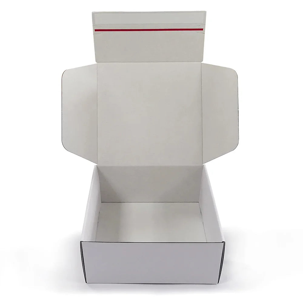 Custom White Cardboard Box Tear Strip Box Foldable Corrugated Shipping Packaging Mailer Boxes Manufacture